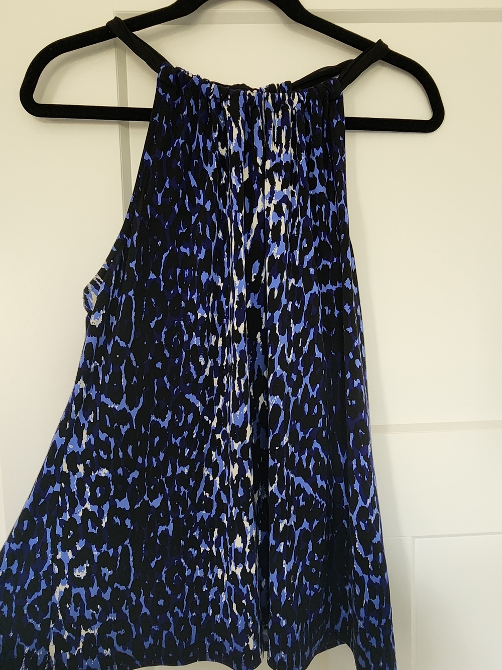 Tahari Blue and Black Animal Print Halter